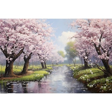 cerisier en fleurs peinture